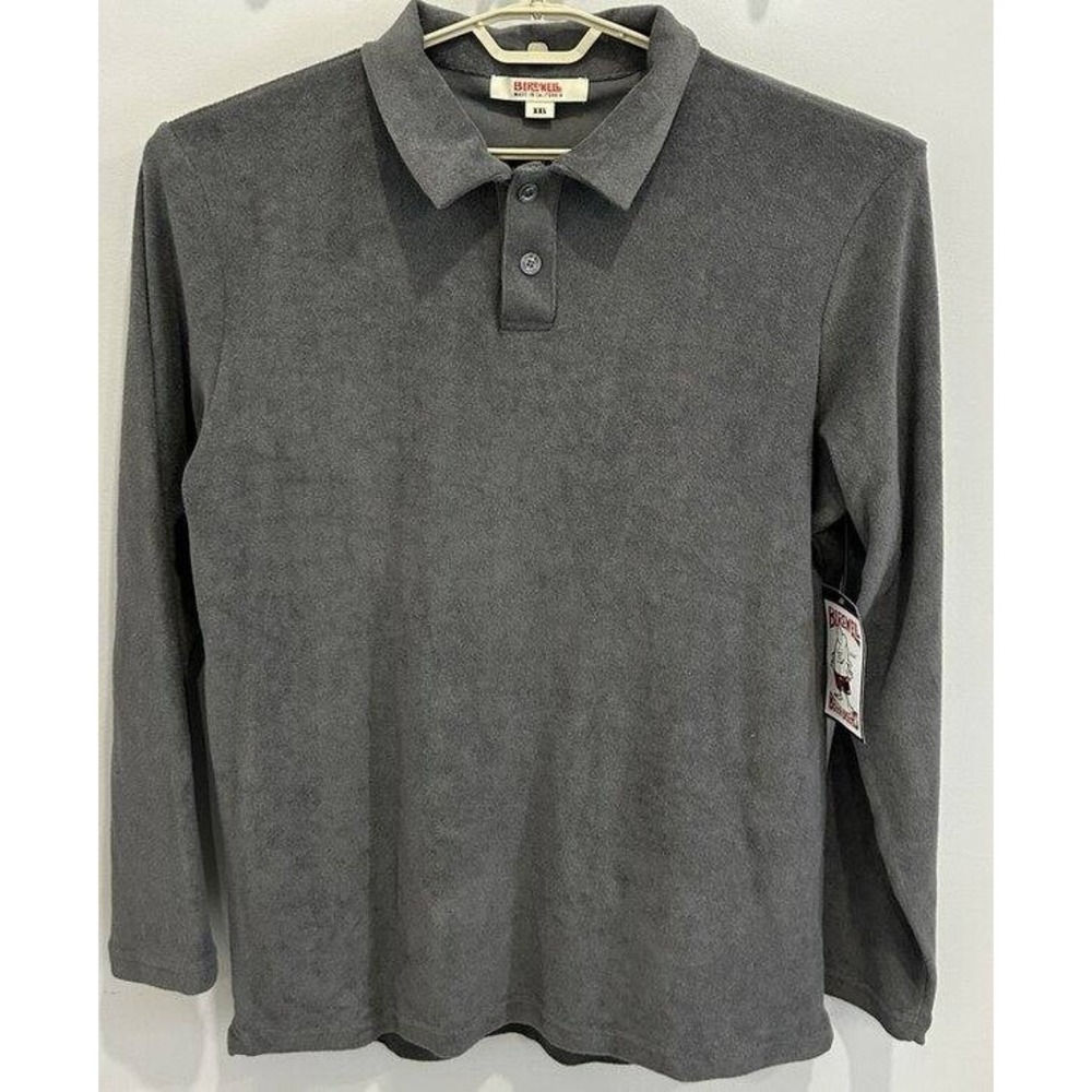 Birdwell Beach Britches Mens Long Sleeve Gray Polo Terry Cloth New Size XXL